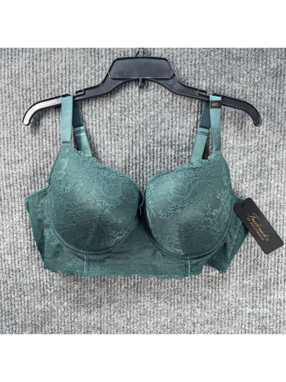 Fredericks of Hollywood Bra 42D Green Push Up Lace Plunge Padded FH2032FF NEW